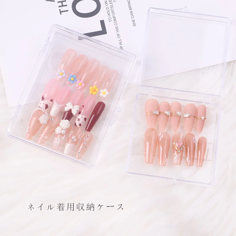 TSZS 1 Piece Press On Nails Organizer False Nail Tips Storage Box Manicure  False Nails Showing Box with Lids Nail Art Tools