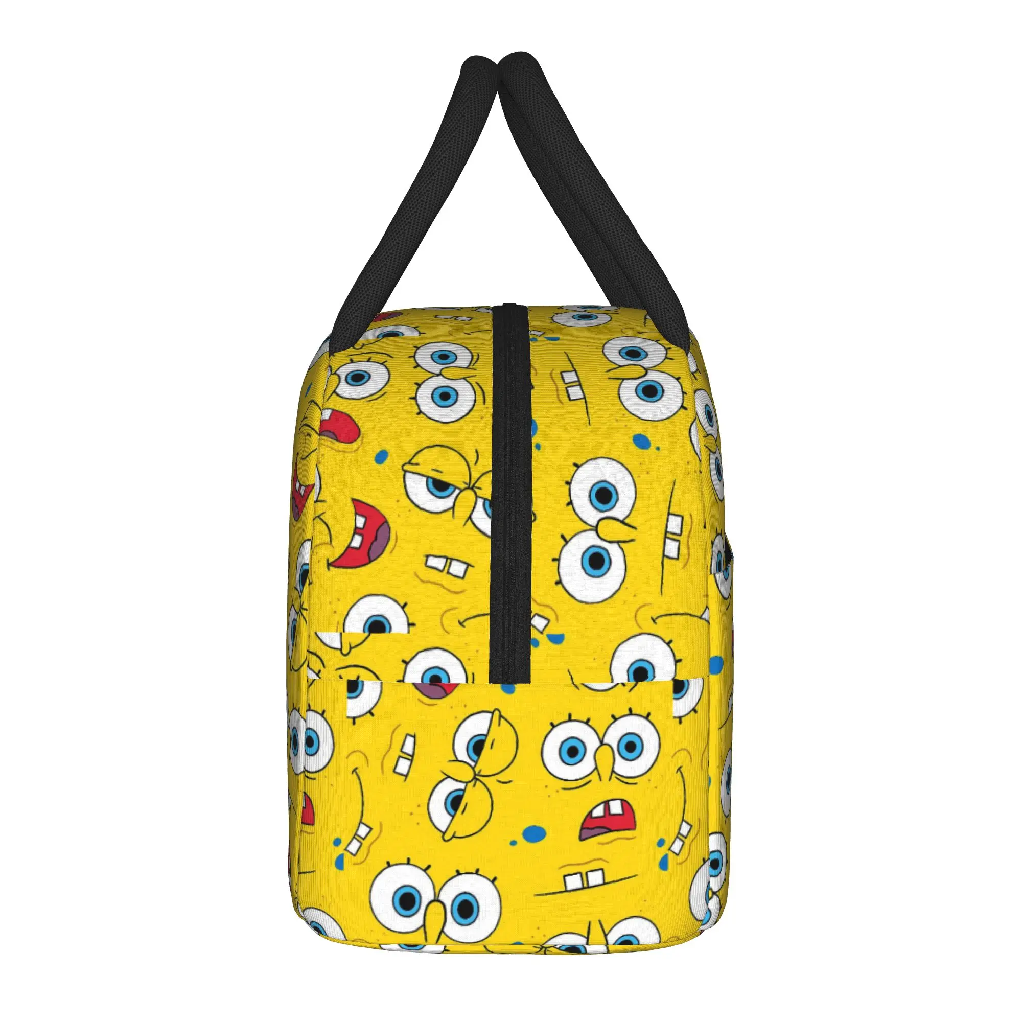 S-SpongeBobed Dense Yellow Eyes Repeat Tile Lunch Bag  Portable Lunch Box Child Picnic Print Cooler Bag Tote Food Bags
