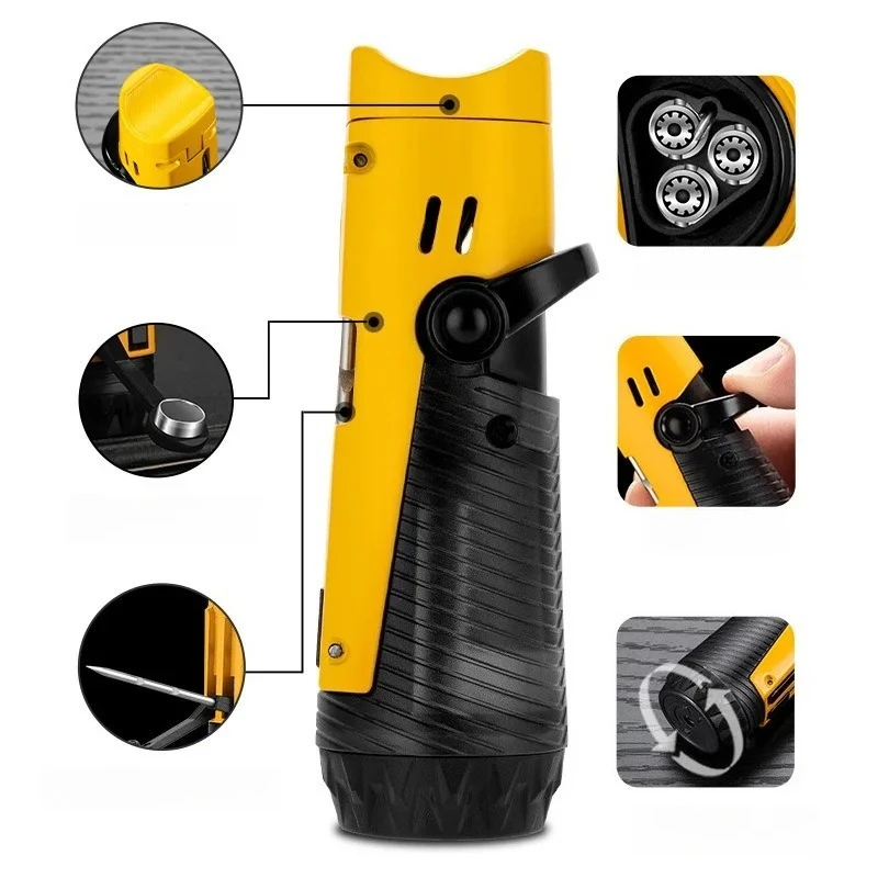 Multi Functional Windproof Inflatable Cigar Igniter Direct Fire Multi-purpose Convenient Metal EDC Cigarette Accessories