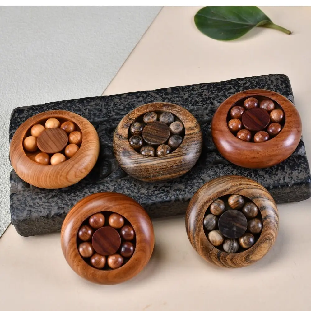 Solid Wood Wooden Fortune Bead 8 Spinning Beads Small Decorative Model Stress Relief Fidget Round Smooth Surface