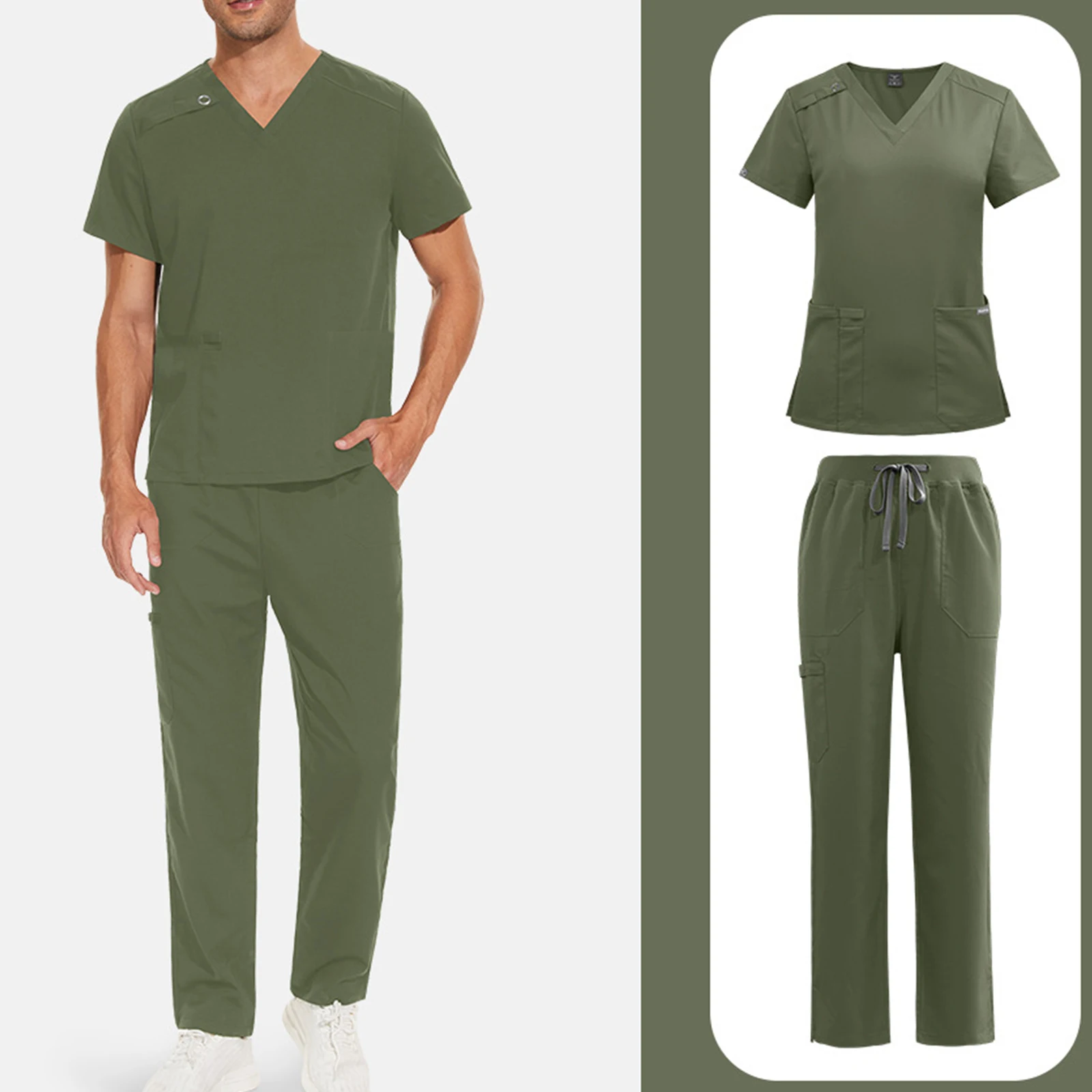 Uniformes médicos ligeros y resistentes a las arrugas especiales para hombres, conjunto de exfoliantes de enfermería veterinaria de dentista Unisex, pantalones superiores