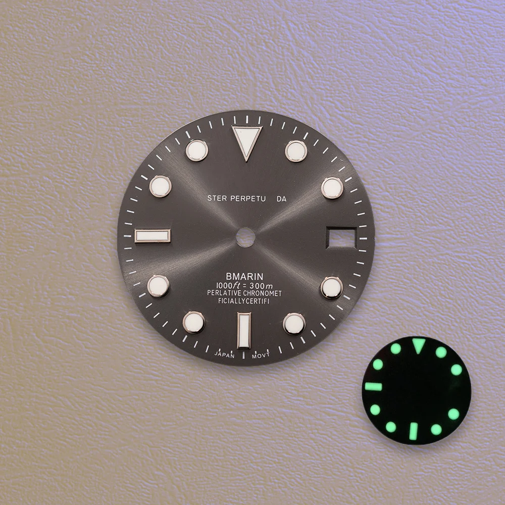 Sell Like Hotcakes 28.5mm S Logo Diver's Or Sub Dial Green Noctilucent Fit NH35/NH36 Movement Watch Modification Accessories
