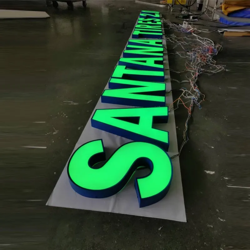 Maßgeschneidertes Außenschild mit Frontbeleuchtung, RGB-LED-Kanalbuchstaben, Ladenschild, wasserdichtes Edelstahl-Acryl-Business-Logo