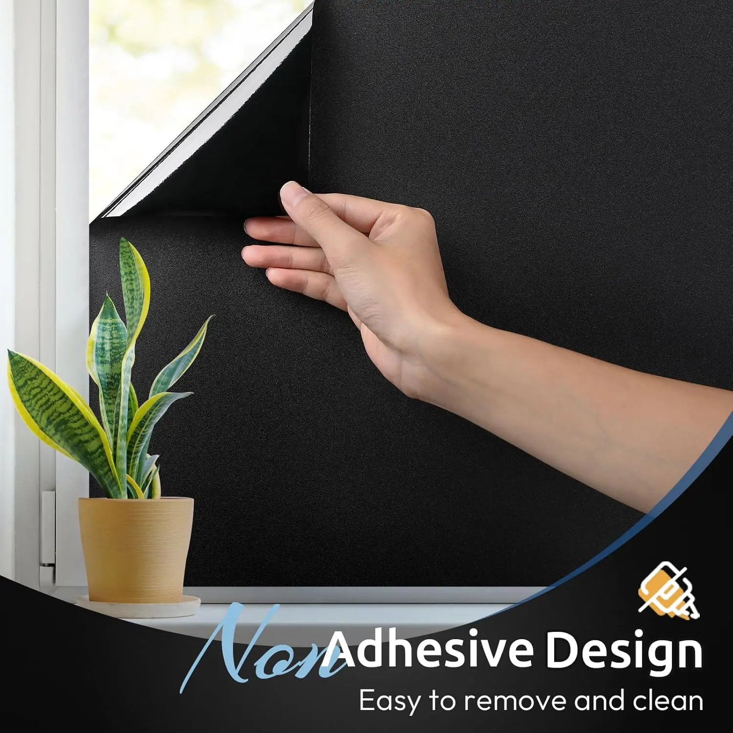 Blackout Privacy Window Film 100% Light Blocking Room Darkening Heat Control Removable Window Tint for Bedroom Day Sleep