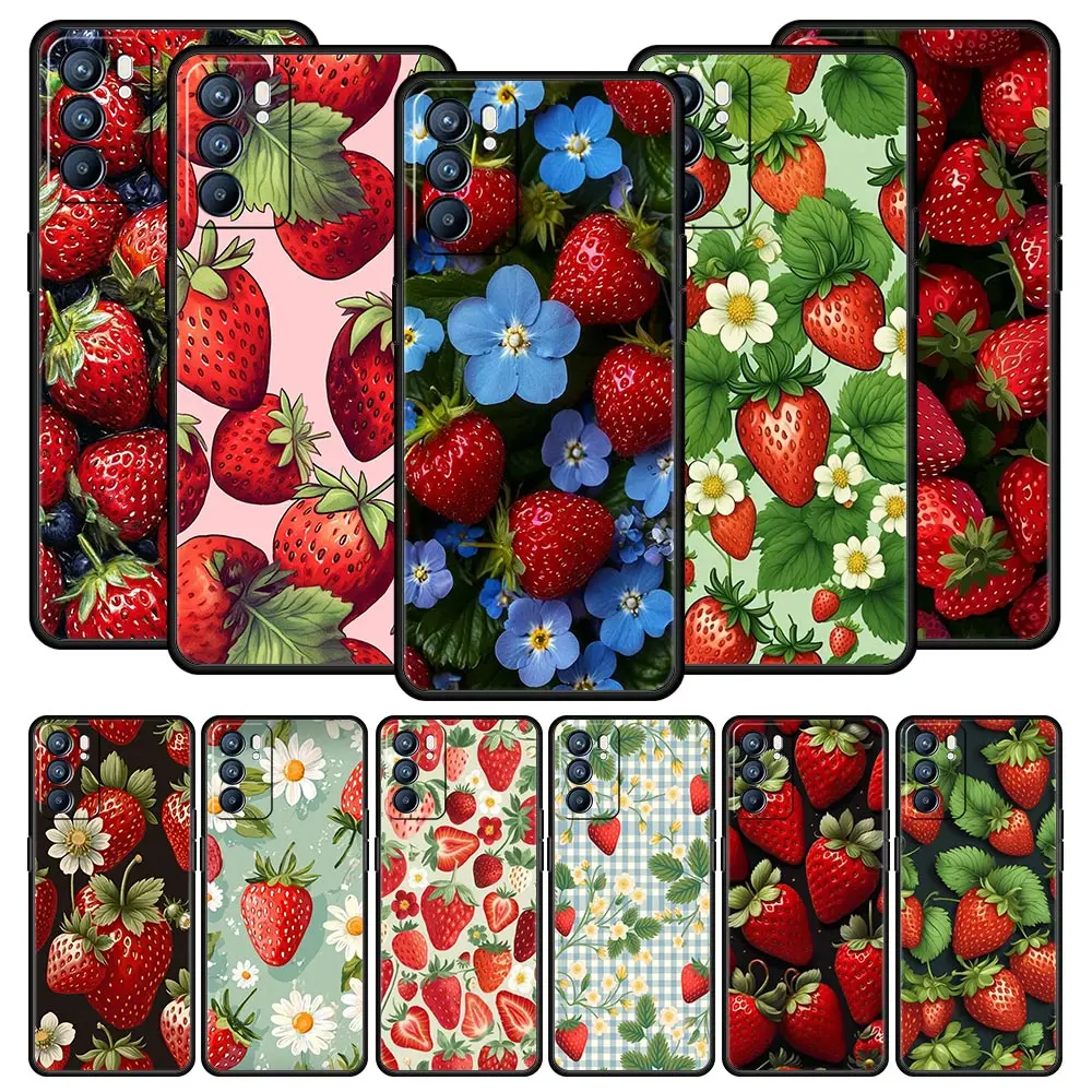 Summer Strawberry Flowers Phone Case For Oppo Reno14 Reno13 Reno12 11 F 10 Find X5 X9 Pro A54 5G A53 A9 A16 A78 4G A80 A98 Cover