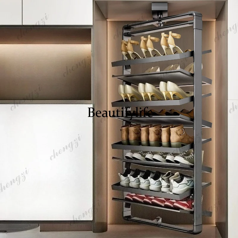 K182 360 Degree rotating shoe rack household multi functional shoes organizer Built in multi layer ultra thin storage shoerack