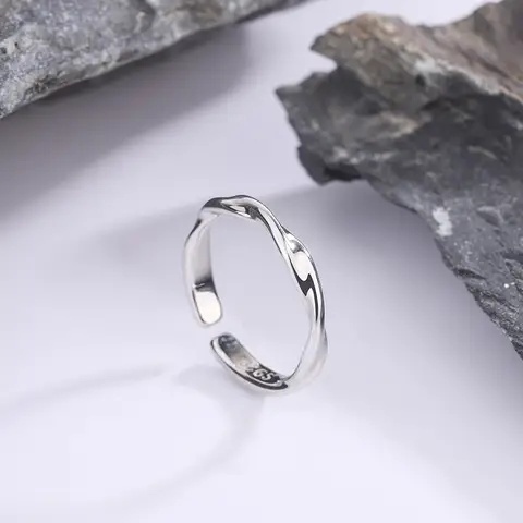 패션 925 스털링 실버 간단한 트위스트 와이어 여성 반지 결혼식 고급 보석 선물 WAccessories 제공