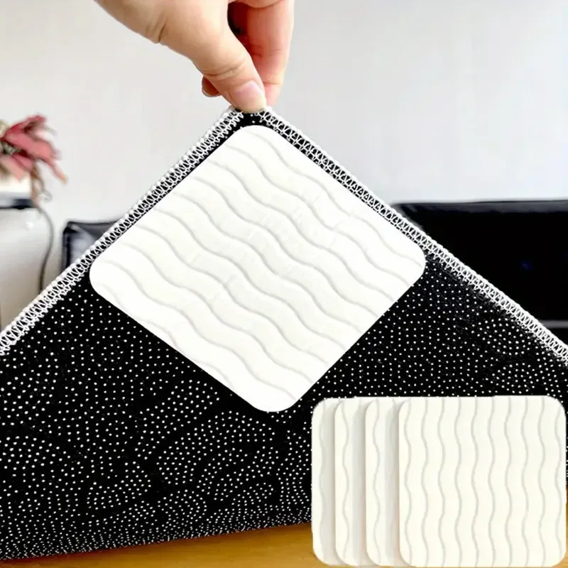 4Pcs Rug Gripper Non Slip Washable Carpet Tape 10*10CM Rug Pads for Hardwood Floors Reusable Rug Grippers Fixed Sticker Bathroom