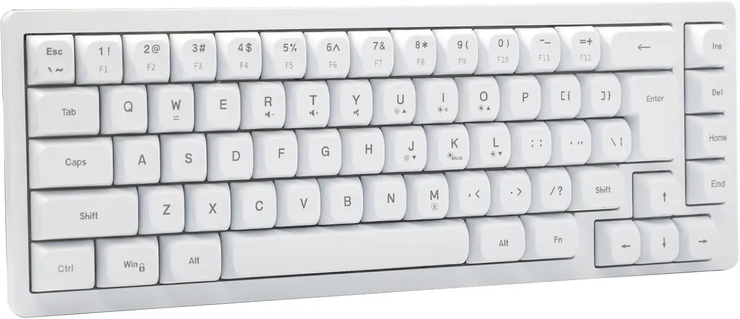 

65% мини-игровая клавиатура RGB, кремовая светодиодная подсветка, механическая клавиатура Clicky для ноутбука MAC — белый