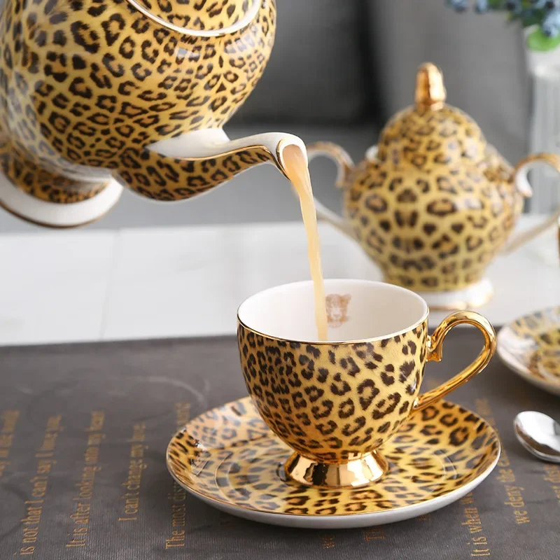 Bone China British Mug Tea Cup Leopard Print Porcelain Coffee Ceramic Cup Tableware