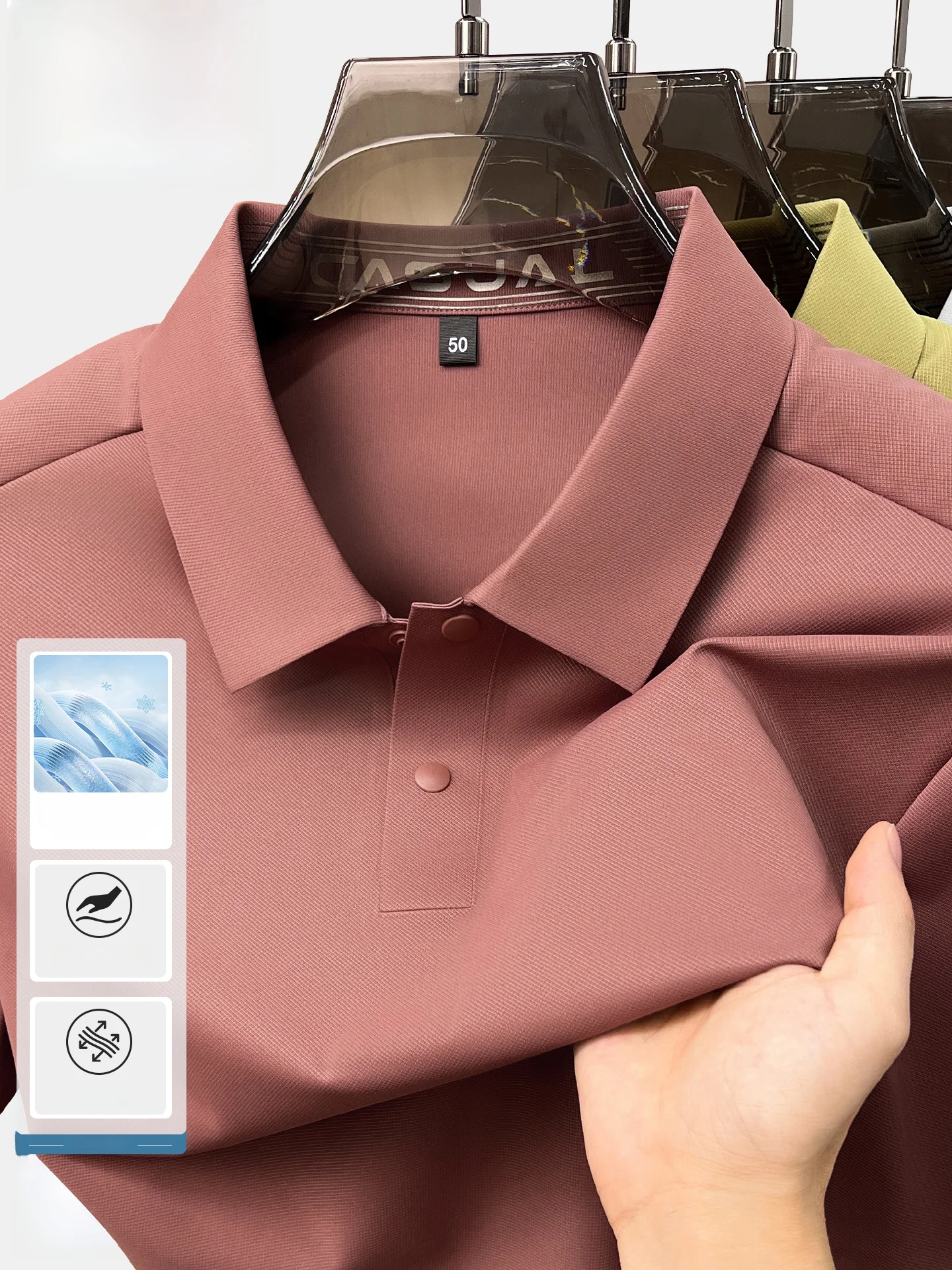 Camisa  Masculina TUCANO, Nova Coleção de Verão, Tecido de Seda Gelada, Manga Curta, Corte Solto, Gola Tradicional, T-shi...