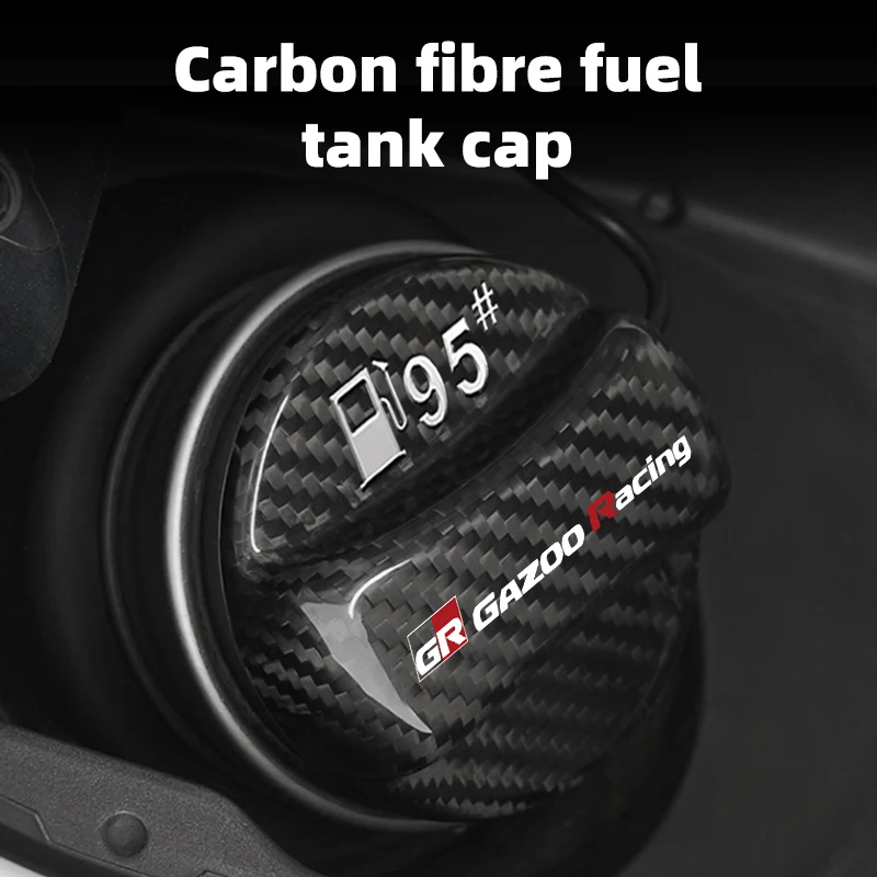 Real Carbon Fiber Gas Fuel Tank Cover Oil Filler Dustproof Cap For Toyota GR GAZOO RACING Prado Yaris Hilux Corolla Prius Avensi