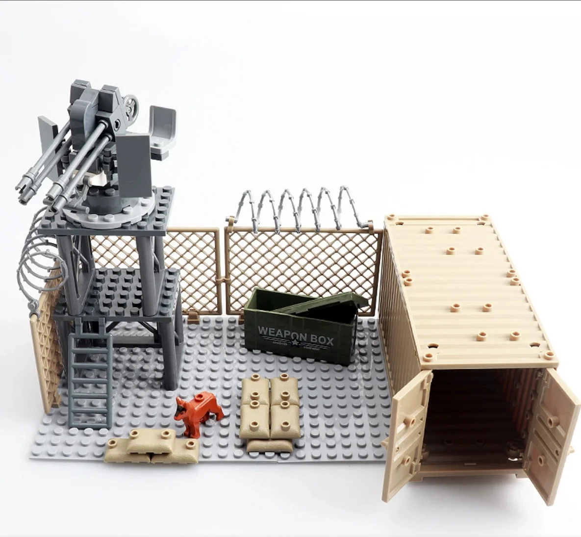 WW2 Serie Militare Desert Container Camp Tower Sentry Scena di Guerra Building Blocks set Mattoni Giocattoli per bambini