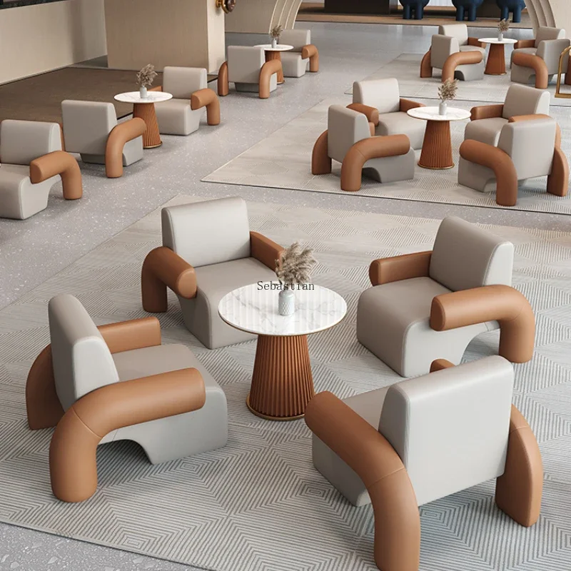 Negotiate Table and Chair Combinations, Light Luxury Modern Reception Tables, Sales Offices, Beauty Salons, Reception Chairs