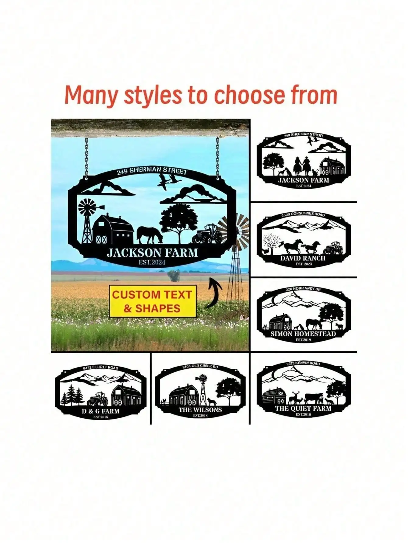 

Custom Metal Farm Sign Personalized Ranch Decor Rustic Farmhouse Wall Art Gift