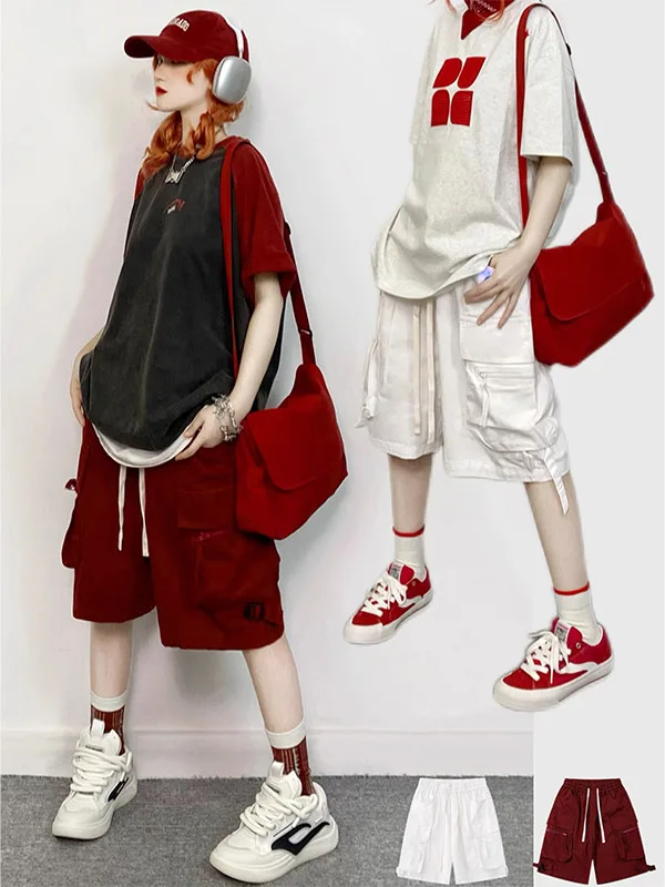 

Многокарманные функциональные рабочие брюки большого размера с пятью четверками, мужские и женские уличные летние повседневные брюки