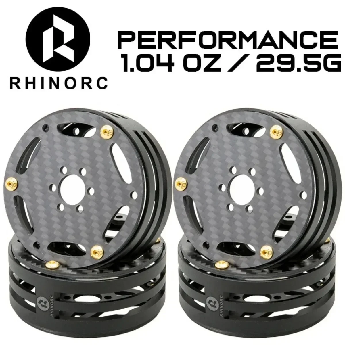 RhinoRC 2.2 Narrow Carbon RC Crawler Wheel Pro 47mm Counterweight, Lightweight High Strength, Waterproof Option, Shafty MO