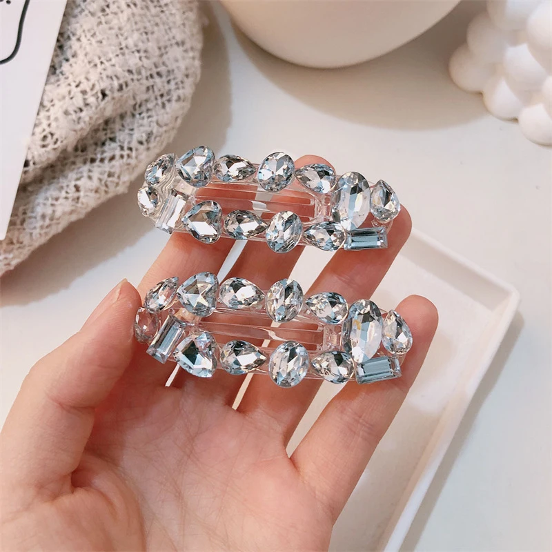 New Luxury Zircon Super Flash Hair Clips Sense Of Niche Oval Fairy Bangs Side Clip Girl Heart Fashion Versatile Hair Accessories