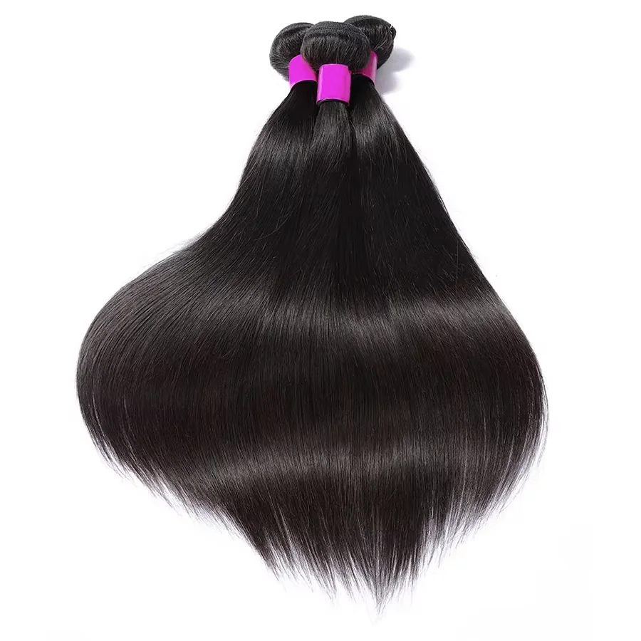 Smooth Natural Color Silky Straight Human Hair Bundles Remy Brazilian Hair Weave Soft Shiny 10-40 Inch 1 3 4 PCS Human Hair Extensions For Women Daily Hairstyle