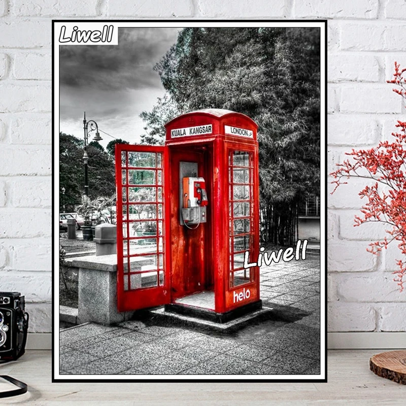 London Street Scenery Red Telephone Booth And Big Ben 5d Diamond Painting Full Drills Mosaic Cross Stitch Modern Wall Art Decor