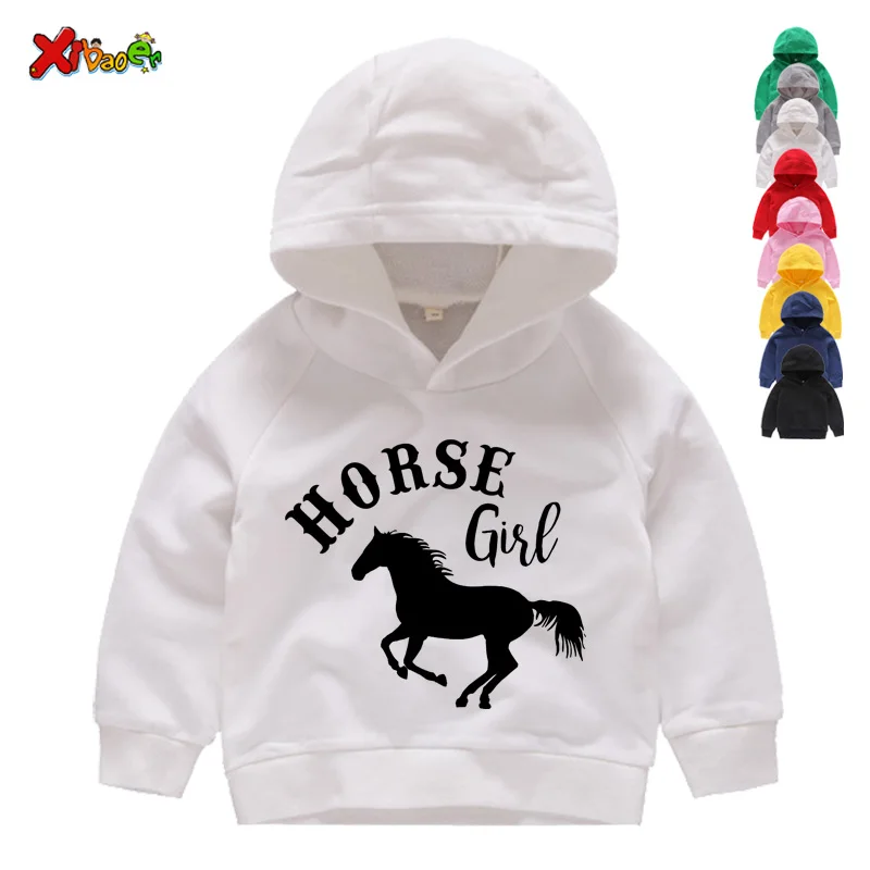 Kids Baby Cartoon Horse Customization Hoodies Child Black Pullover Toddler Sweatshirts Children Hoodie Clothing Boy Girl Clothes