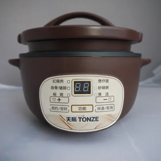 Cazuela eléctrica totalmente automática, olla instantánea de cerámica para estofado eléctrico para gachas, sopa y olla de arroz, 1,2 L-2L-3L