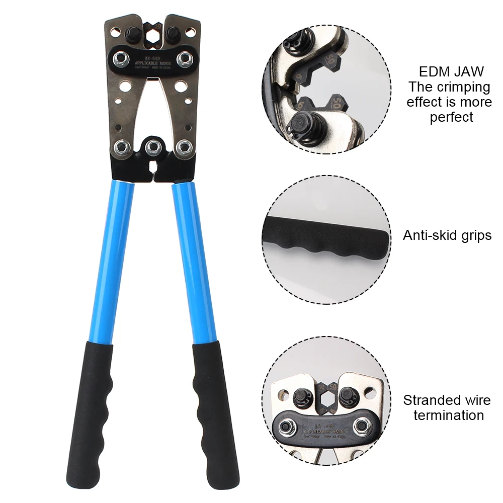 HX-50B Crimping Pliers Wire Crimp Connector Soldered Connector Kit Battery Terminal 60pcs Auto Copper Ring Terminals