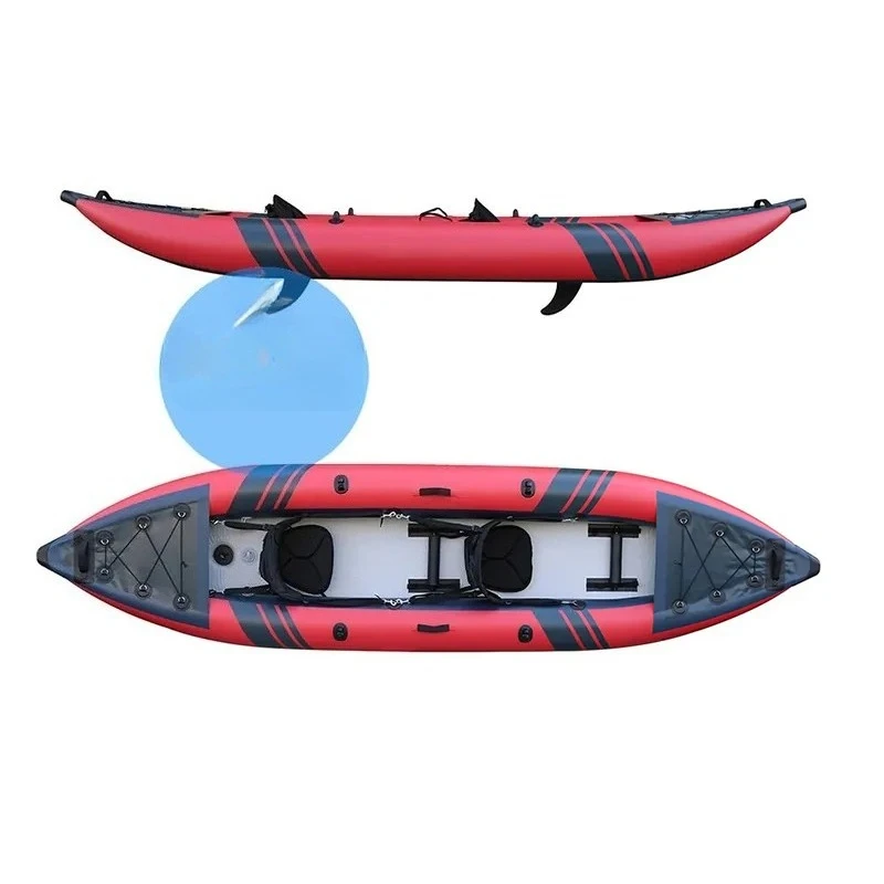 Double Inflatable Kayak for Outdoor Fishing 2-Person Inflatable Boat Rafting Boat with Seat and Paddle