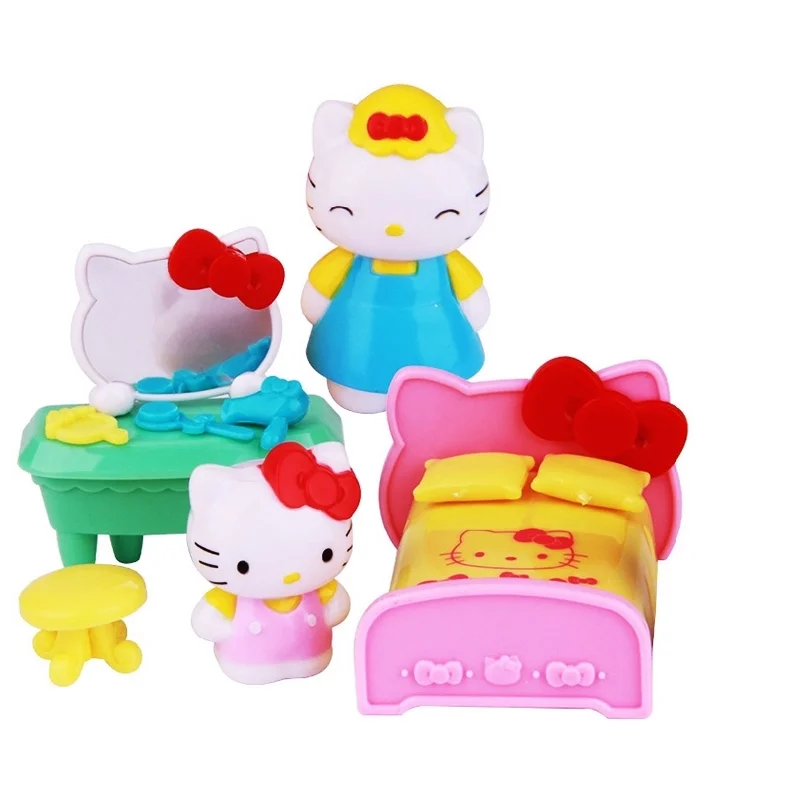 مجموعة تأثيث المنزل هالو كيتي 50061 سلسلة صغيرة محاكاة أثاث غرفة فتاة صغيرة لعب لعبة المنزل هدية