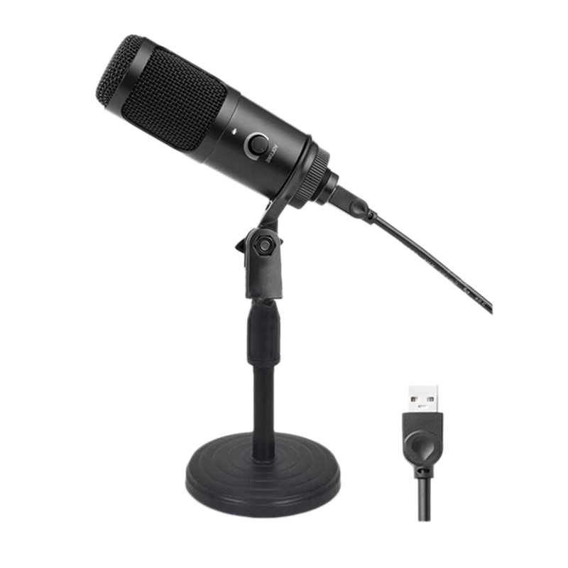 

USB Microphone Plug And Play LED Indicator Volume Adjustment Professional Studio Microphone For PC Laptop Mac Windows