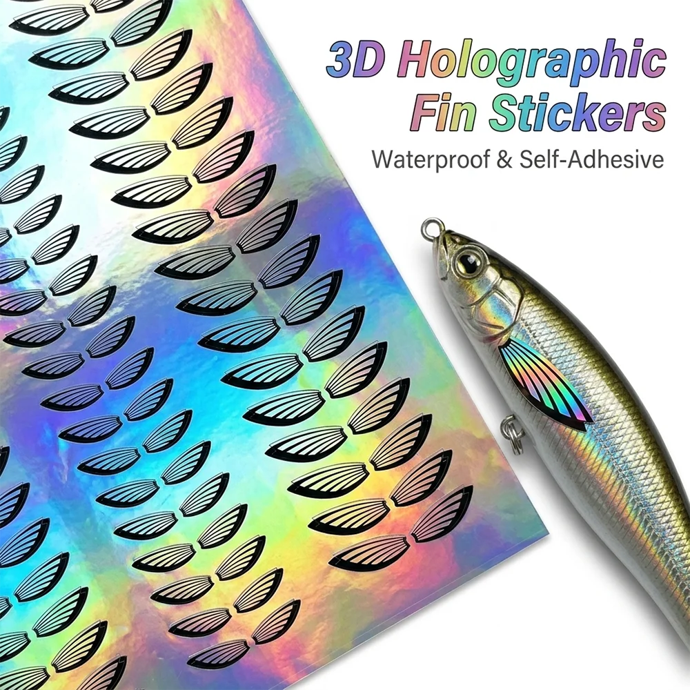 Holographic Laser Pectoral Fin Stickers Waterproof Fishing Lure Decals Self Adhesive DIY Hard Baits Accessories Swimbait Jigs