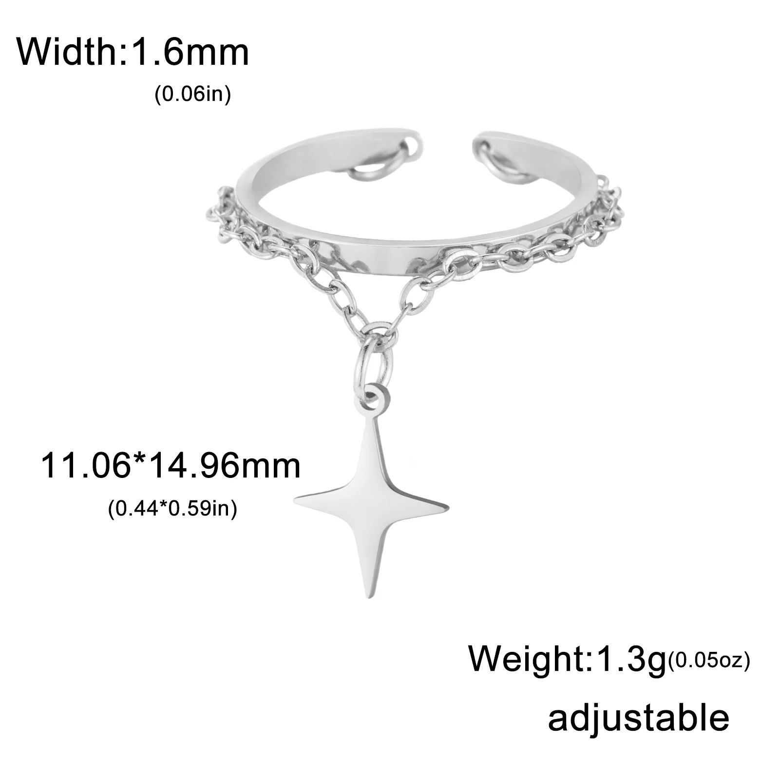 Couple's Open Ring with Heart Zircon Charm