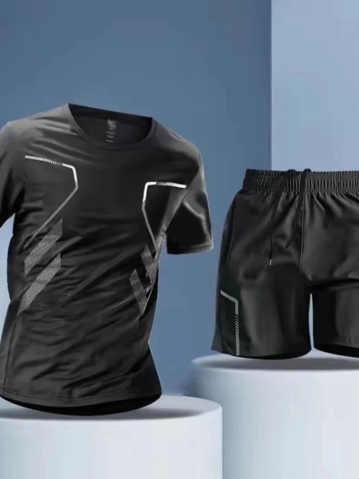 Sports Training Suit ort Sve Athletics Five-Quarter Tight Fit Pants Running Set for Men And Women Polyester Fabric