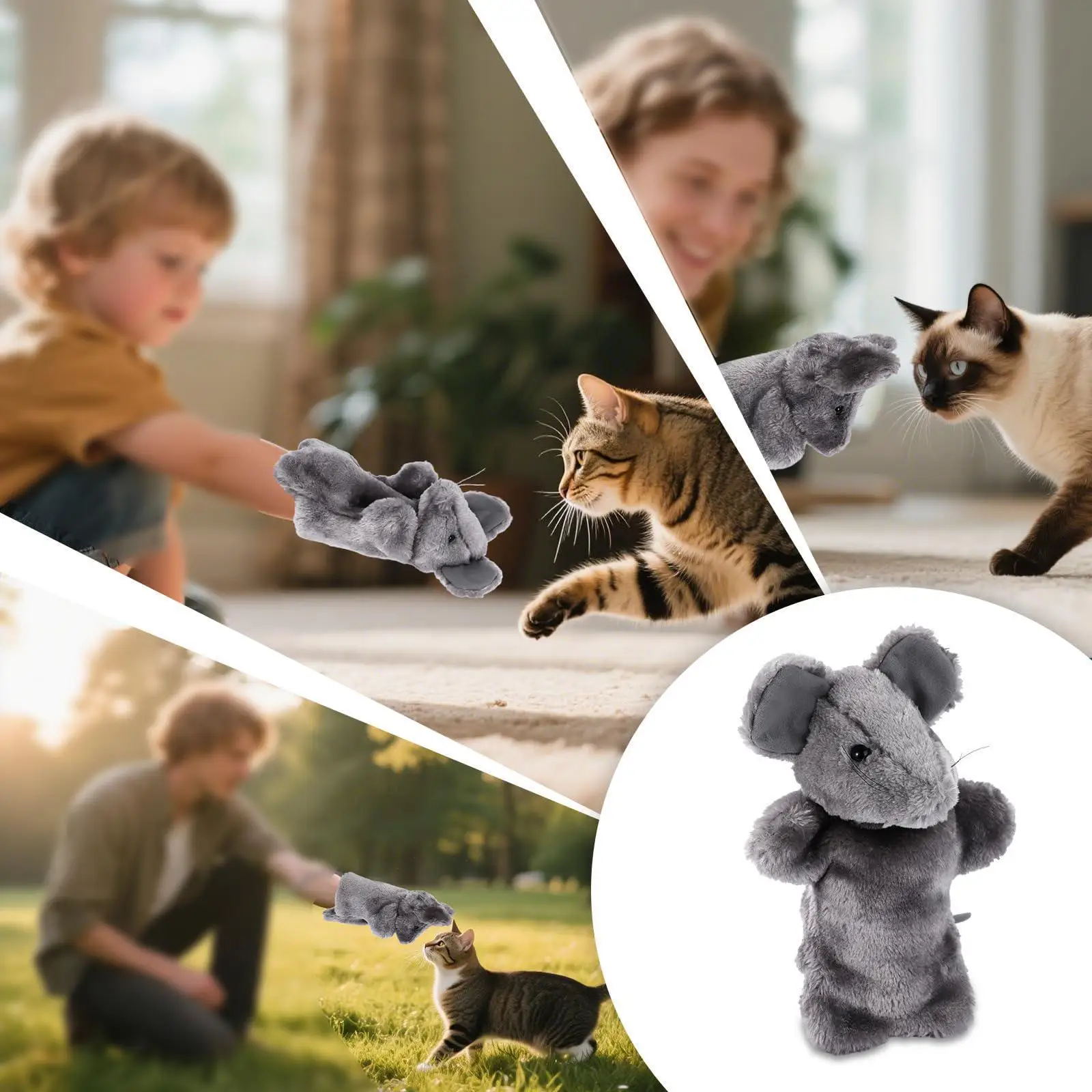 Rato mão fantoche ensino brinquedo de pelúcia presente amantes do animal de estimação gato luta brinquedo luva