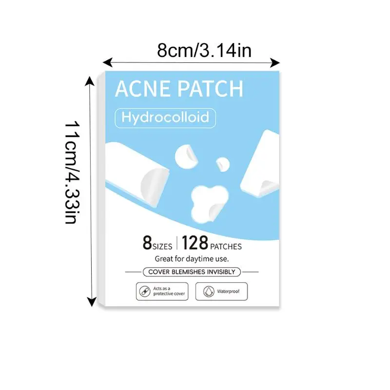 128 pièces Patchs anti-acné hydrocolloïdes à grande capacité, patchs anti-acné transparents à l'acide salicylique, patchs anti-acné invisibles, autocollants de soin de la peau