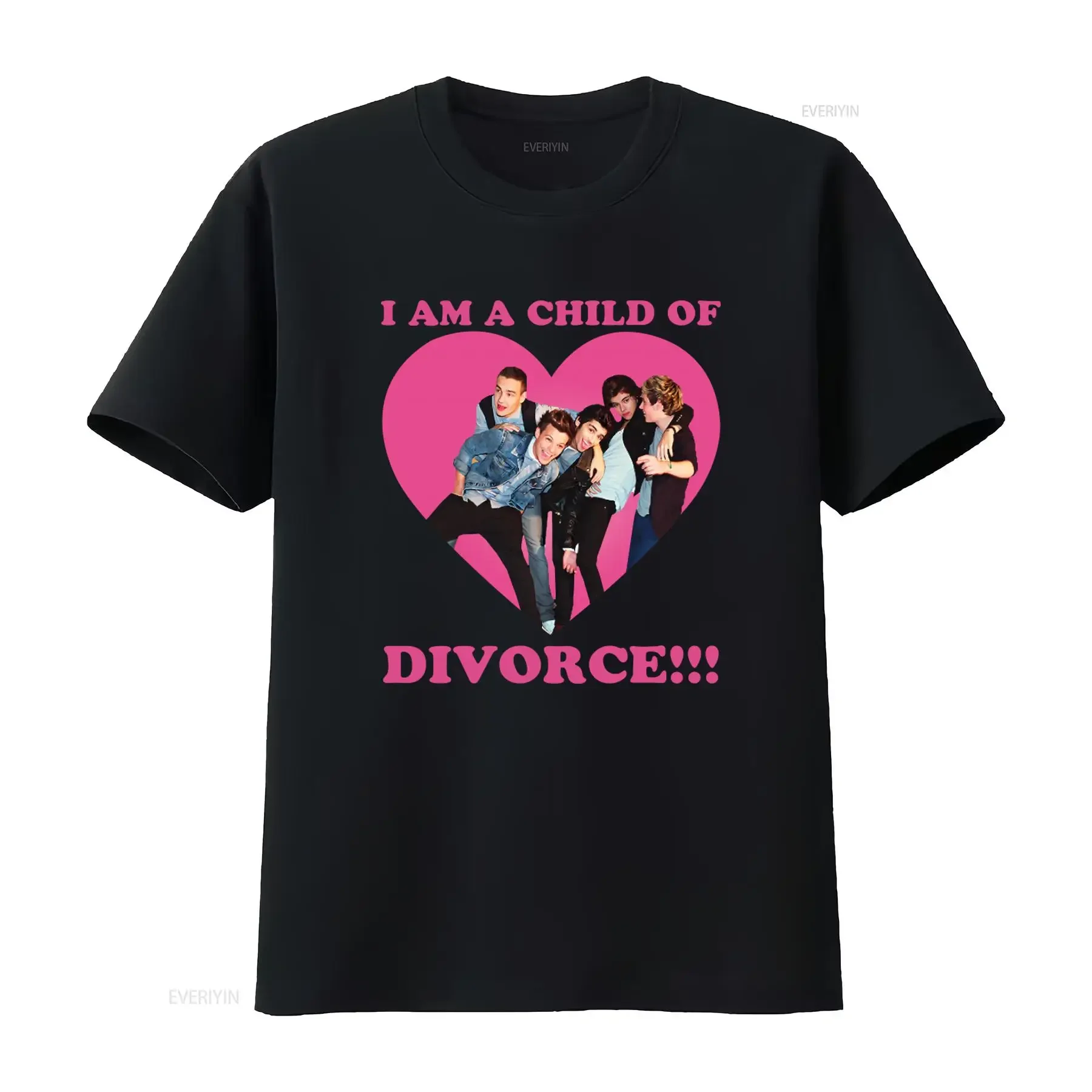 I Am A Child of Divorce 1D Heart Pattern T Shirt vintage Washed homme fashion Comfortable Slightly designer clothes graphic