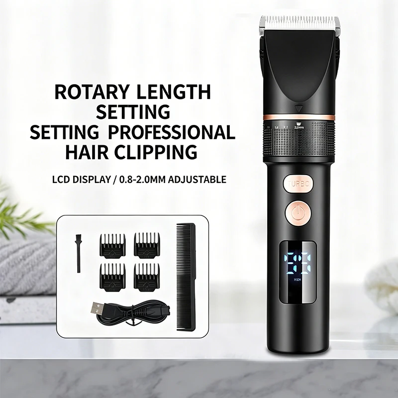LCD Display Hair Clipper Electric Hair Trimmer for Men Barber Titanium Ceramic Blade Salon Hair Cutting Machine view 6