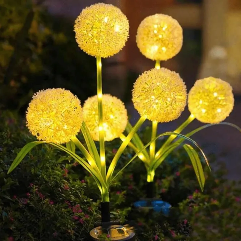 LED Solar Backyard Dandelion Flower Light Outdoor Onion Head-Lawn Lamp Decorative Light Lamp for Garden Patio Decoration