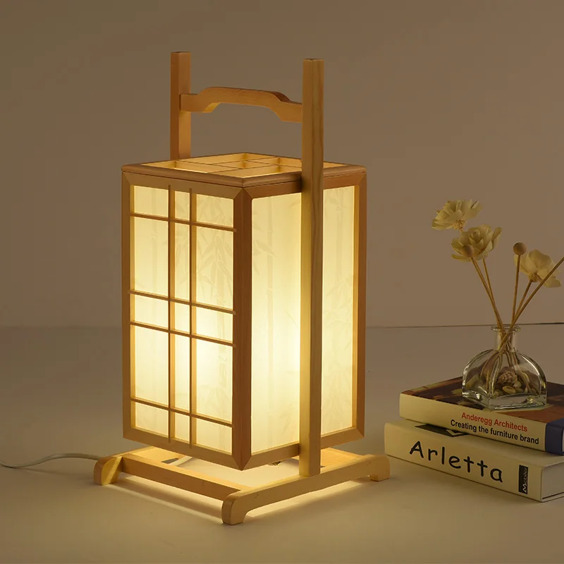 Imagem -02 - Portátil Tatami Floor Lamp Candeeiro de Mesa de Madeira Nordic Bed Head Lamps Personalidade Criativa Cor Sólida