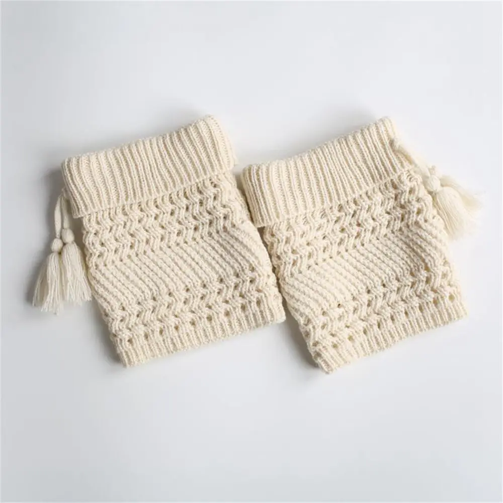 

Women Soft Warm Short Crochet Leg Warmers Tassel Boot Socks Knitted Socks