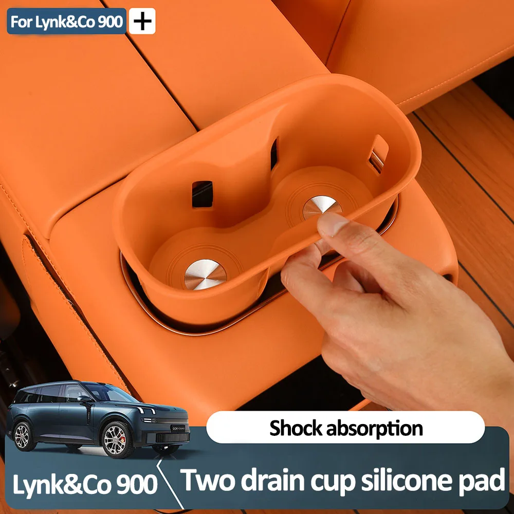 

For Lynk&Co 900 2025 Two Drain Cup Silicone Pad Interior Modification Product Original Car Color Center Console Water Cup Pad