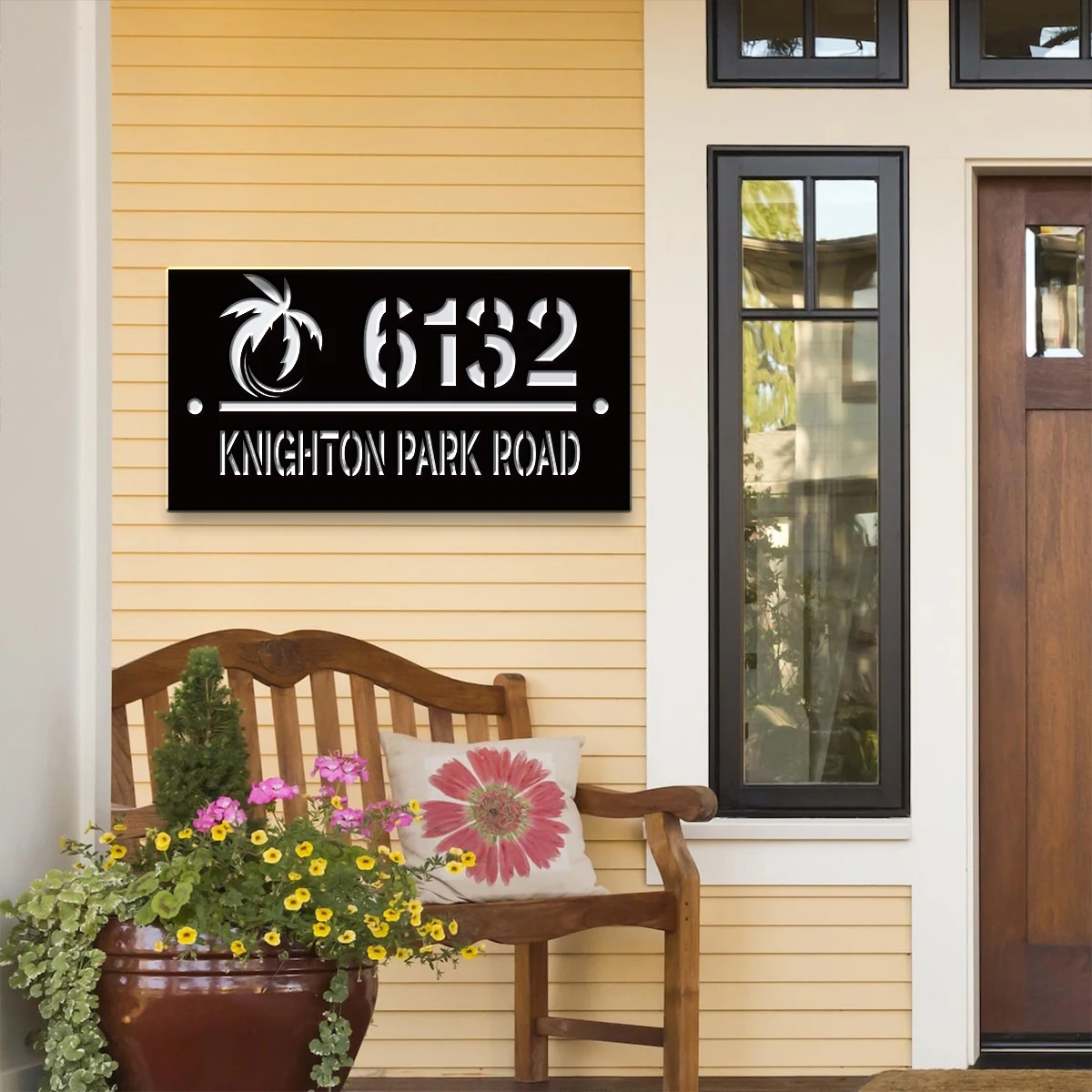 1Pc Custom coconut tree Number&Text Acrylic House Number Door Street Sign Plaque,Home Room Garden Decor,Birthday Wedding Gift