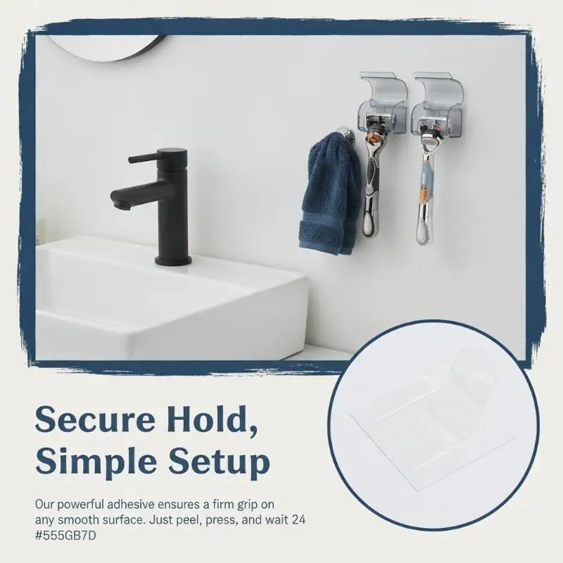 2Pcs Manual Shaver Rack Bathroom Organization Drainage Self-adhesive Storage Rack For Travel Packinging