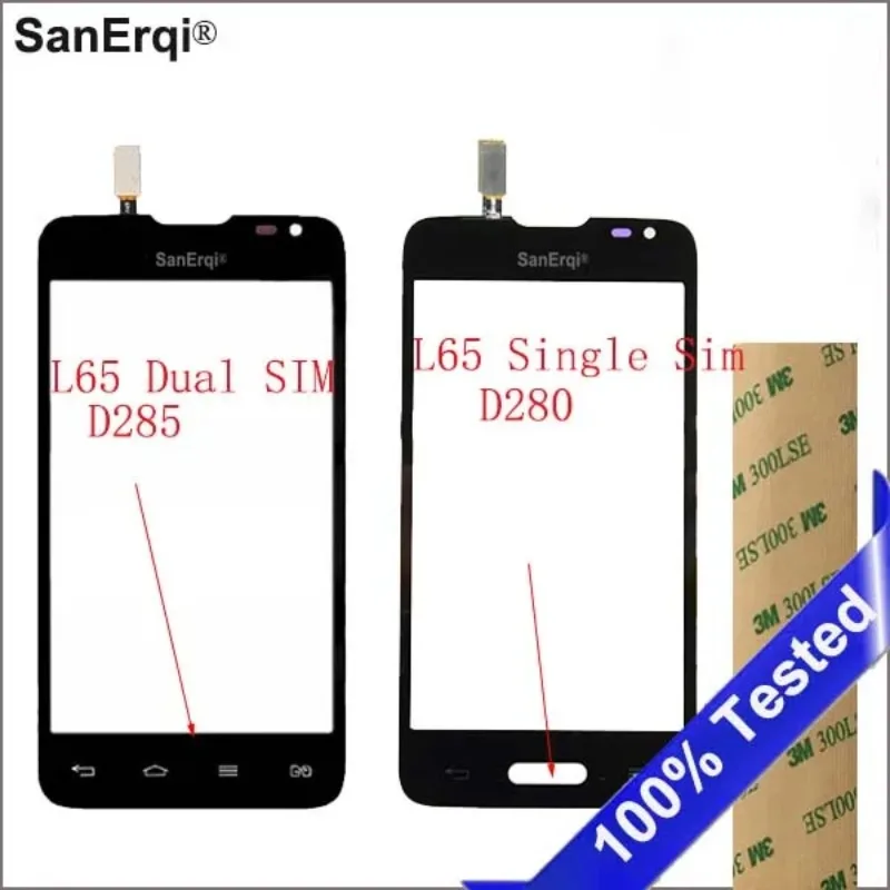 Digitalizador de Tela Sensível ao Toque para LG L65, Painel de Vidro com Sensor para LG Série III L65 D280 D280N L65 D285