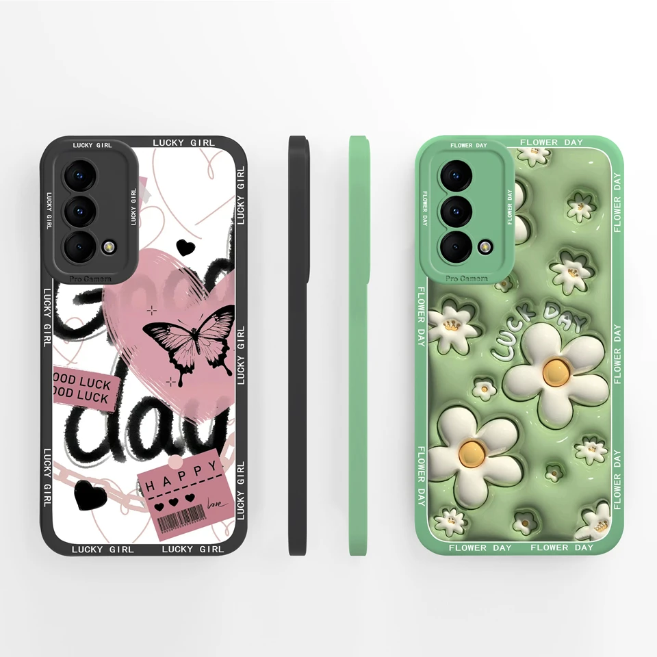 Case For OPPO Realme GT Master Love Heart Butterfly Daisy Liquid Protective Non-slip Soft Cover For realme gt master Coque Funda