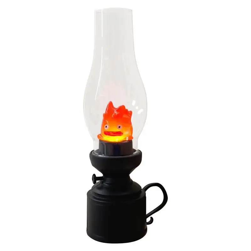 Halloween Retro Night Light Calcifer Flameless Decorative Lamp Cartoon Anime Kerosene Candle Lamp Bedroom Bedside Table Lamp