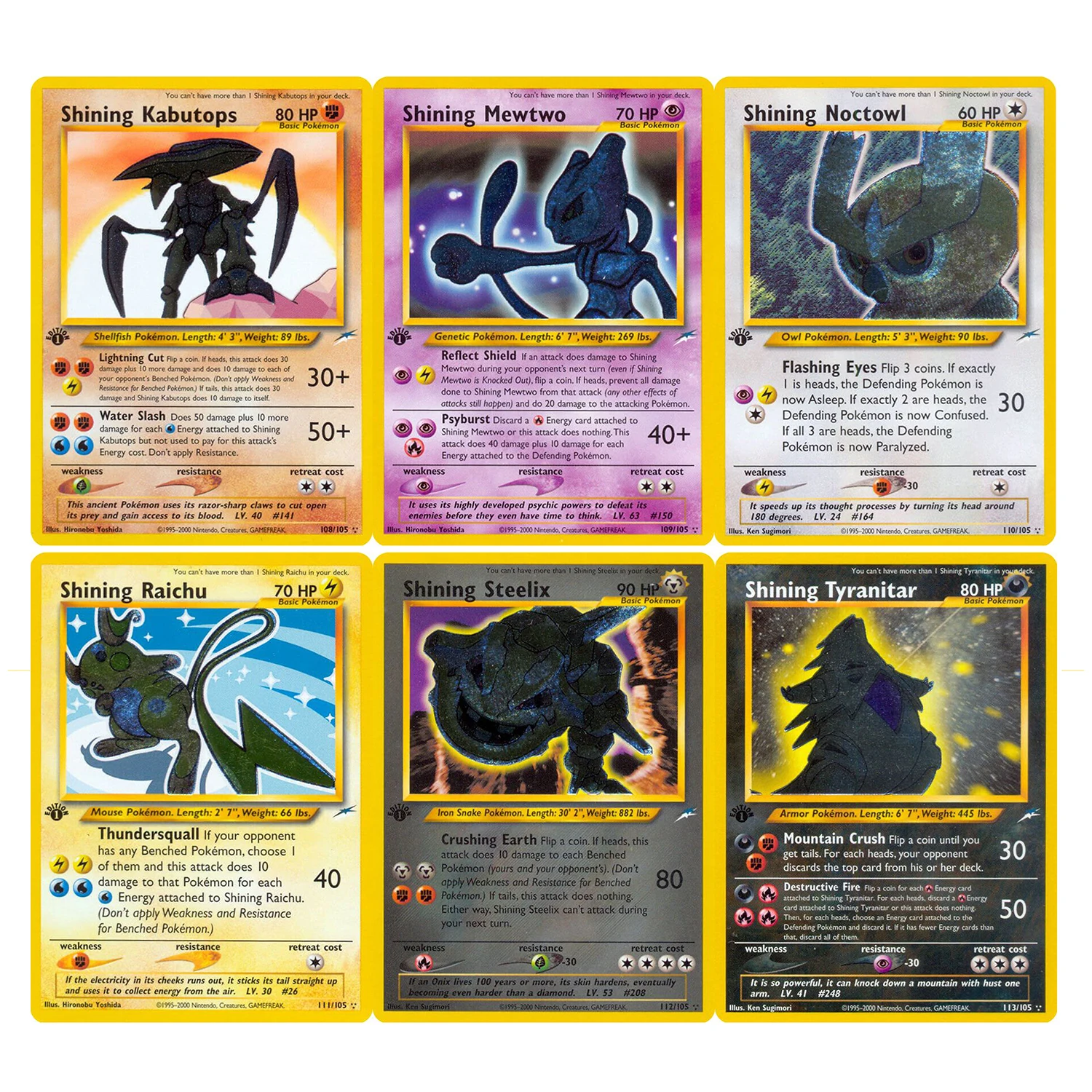 24PCS/set PKM Proxy Game Cards Neo Destiny (N4)Whole Set 1-16/106-113 Number Foil Cards Shining Celebi Shining Charizard Mewtwo