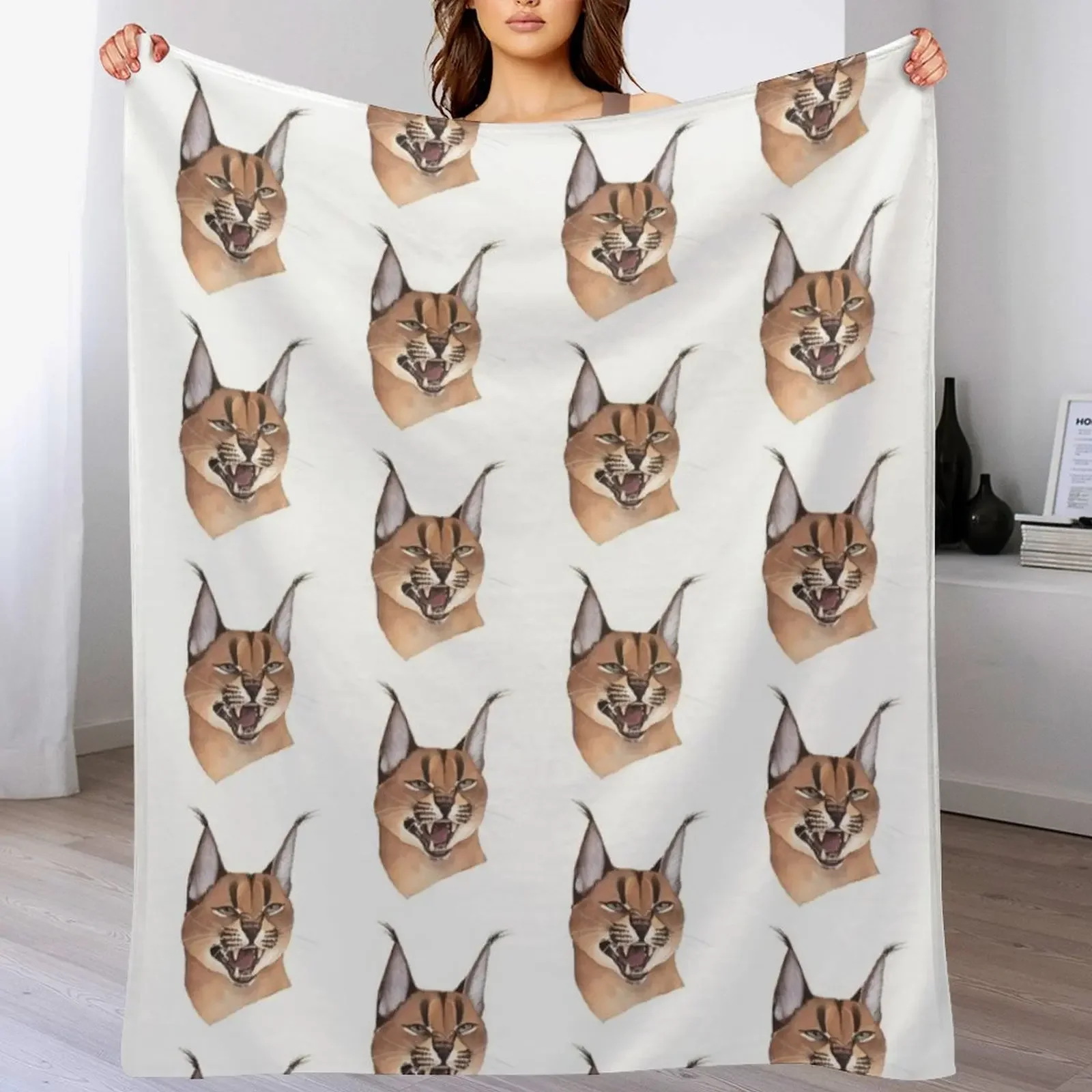 Caracal cat Throw Blanket Soft Bedroom Blanket for Night Sleeping