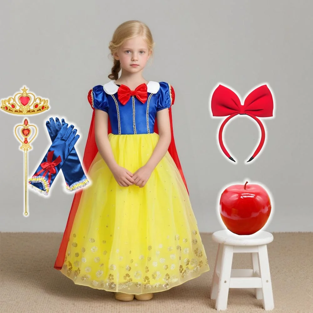 

Children Princess Fancy Costumes Party Carnival Dress Up For Girls Halloween Christmas Birthday Cosplay Snow White Belle Clothes