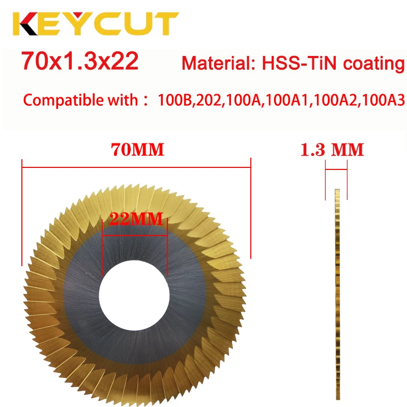 Wenxing Milling Cutters 0022A 70x1.3x22 Mortice Cutter for Wenxing 100B 202 100A 100A1 100A2 100A3 key Machines